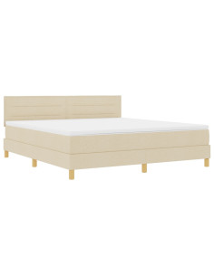 Letto a molle con materasso Crema 180 x 200 cm Tessuto 2