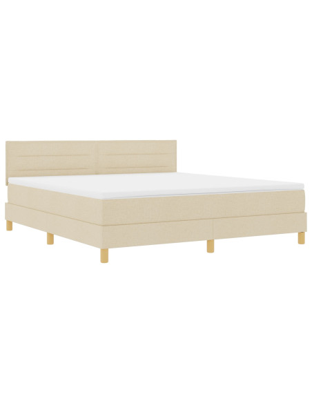 Letto a molle con materasso Crema 180 x 200 cm Tessuto