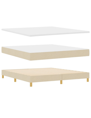 Letto a molle con materasso Crema 180 x 200 cm Tessuto