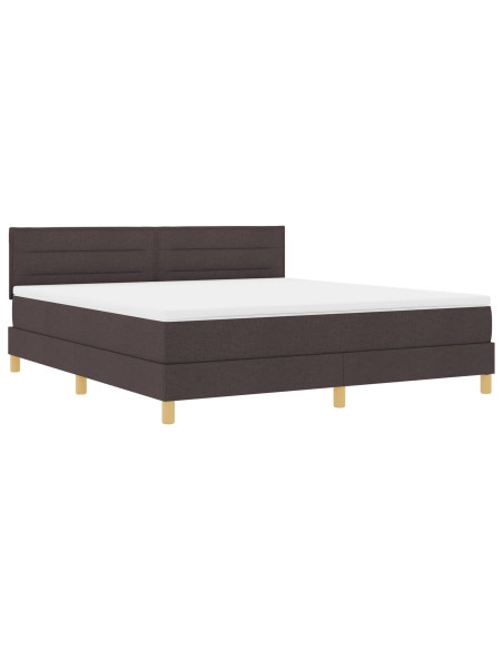 Letto Box Spring con Materasso Marrone Scuro 180x200 cm Tessuto