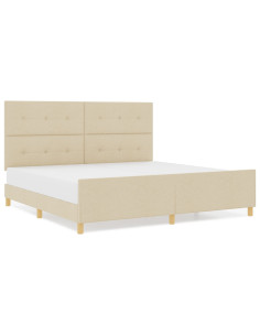 Struttura del letto con testiera Crema 200 x 200 cm Tessuto 2