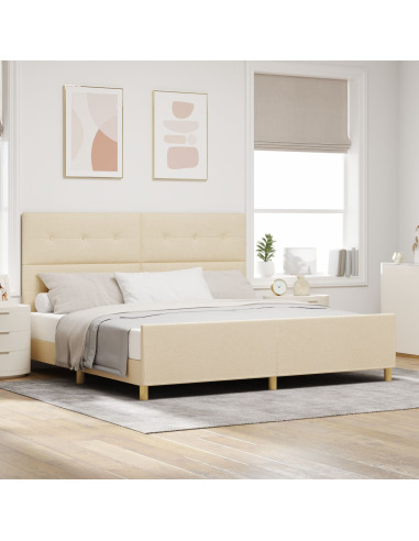 Struttura del letto con testiera Crema 200 x 200 cm Tessuto