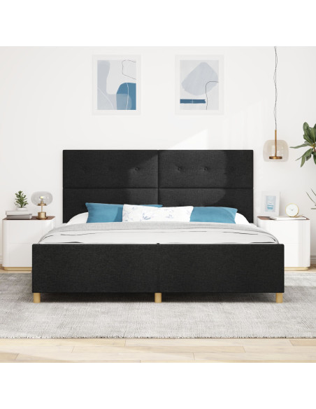 Letto  Nero 200x200 cm in Tessuto