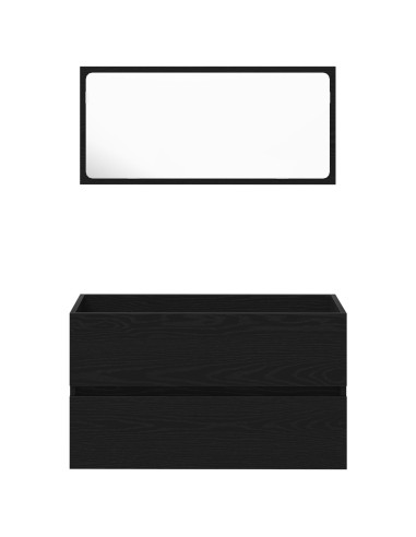 Set di mobili per il bagno 2 pcs Rovere Nero Legno multistrato