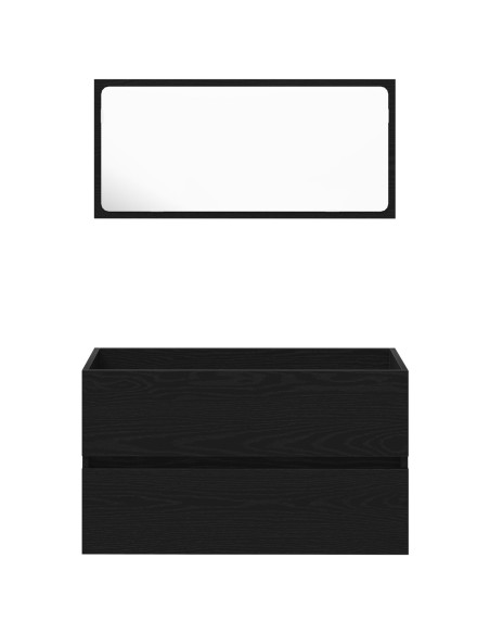 Set di mobili da bagno 2 pezzi in legno ingegnerizzato rovere nero