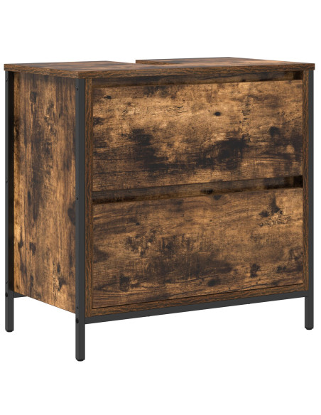 Set di mobili da bagno 5 pezzi in legno ingegnerizzato rovere affumicato