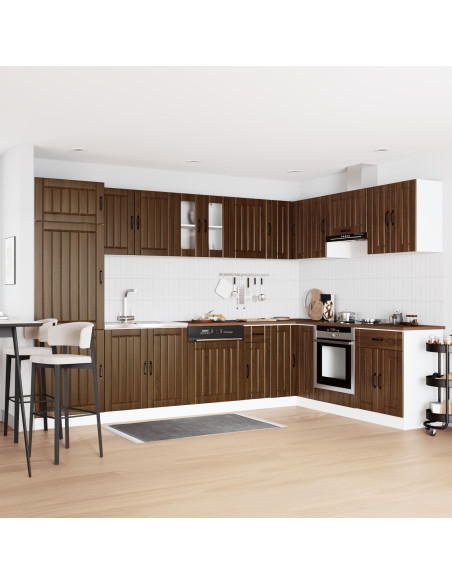 Armadio da Cucina  ""Lucca"" con Doppio Lavabo in Legno di Quercia Ingegnerizzato
