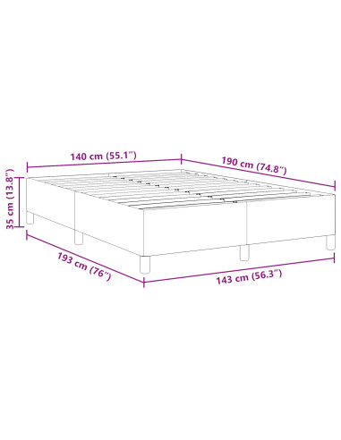 Letto a molle Grigio scuro 140 x 190 cm Velluto