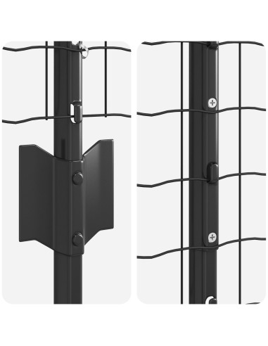 Recinzione con Posto Grigio 1 x 10 m Acciaio e PVC