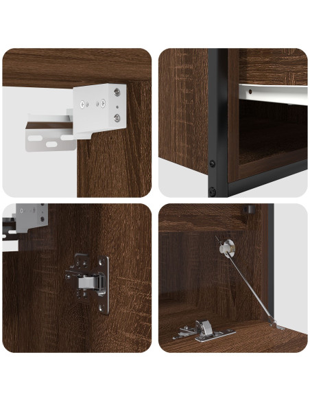 Set di mobili per il bagno in legno ingegnerizzato rovere da 5 pezzi
