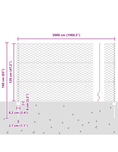 Recinzione con Posto Argento 1,2 x 50 m Acciaio