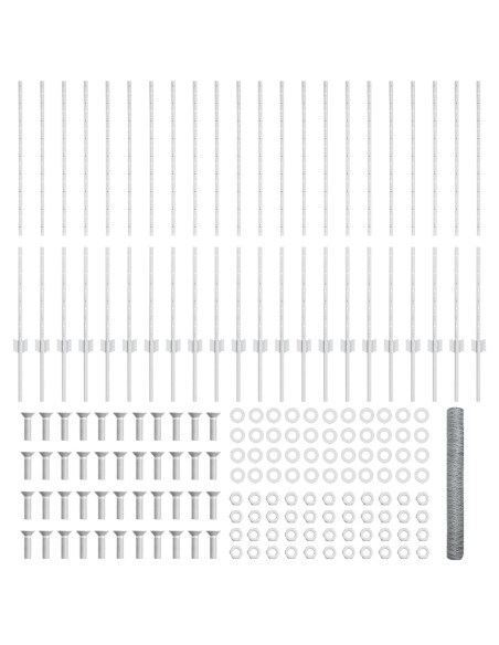 Pali della Recinzione  22 pezzi U-Channel 120 cm Acciaio Zincato, Recinzione Esagonale  1.2x50 m Acciaio Zincato