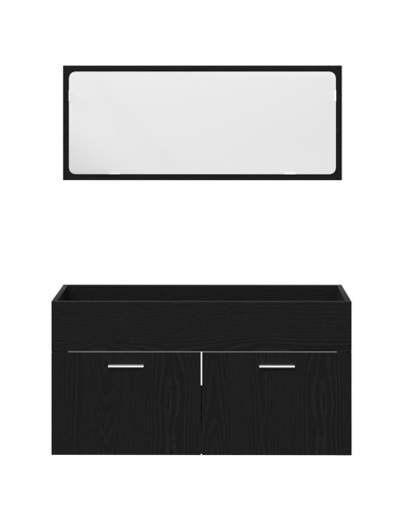 Set di mobili per il bagno 4 pcs Rovere Nero Legno multistrato