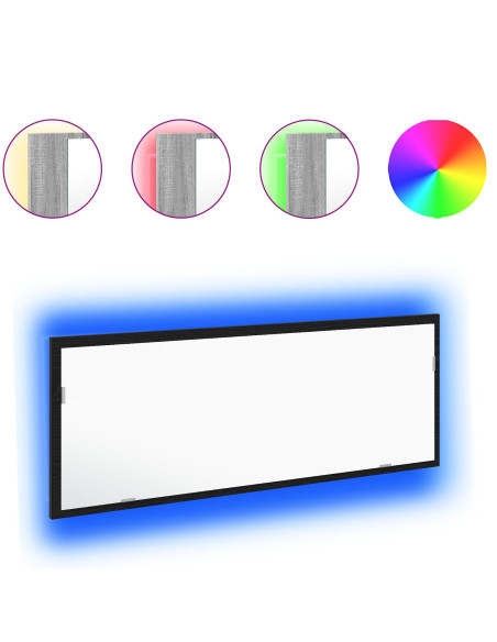 Specchio da bagno LED  Nero Rovere 100x8,5x37 cm in legno ingegnerizzato
