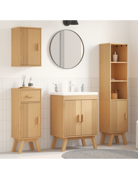 Set di mobili per il bagno in legno massello di pino, 4 pezzi