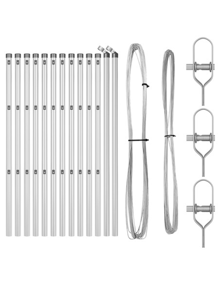 Set di pali per recinzione  Set di 13 Argento Acciaio zincato