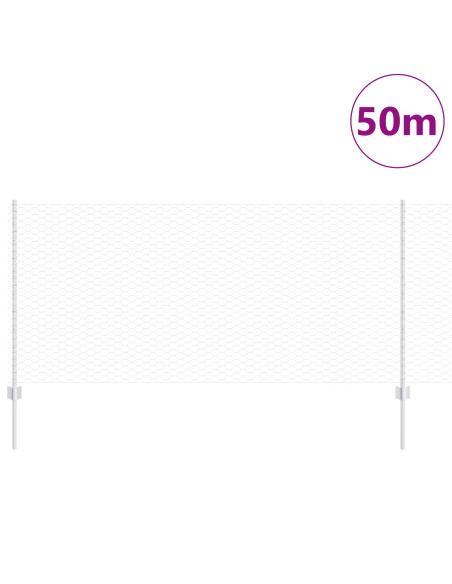 Posti per Recinzione  22 pz U-Channel 120 cm Acciaio Zincato, Recinzione Esagonale  1x50 m Acciaio Zincato