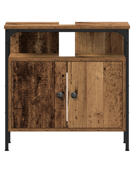 Set di Mobili da Bagno 2 Pezzi in Legno Vecchio in Legno Ingegnerizzato