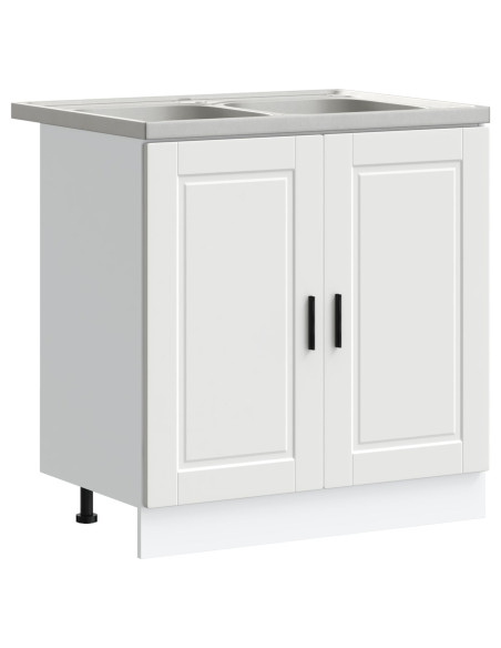 Mobiletto sotto lavabo ""Porto"" con lavabo bianco 80x46x84,5 cm in legno ingegnerizzato