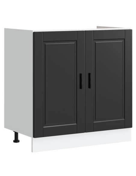 Mobile Sottolavello  ""Porto"" con Lavello Nero 80x46x84,5 cm in Legno Ingegnerizzato