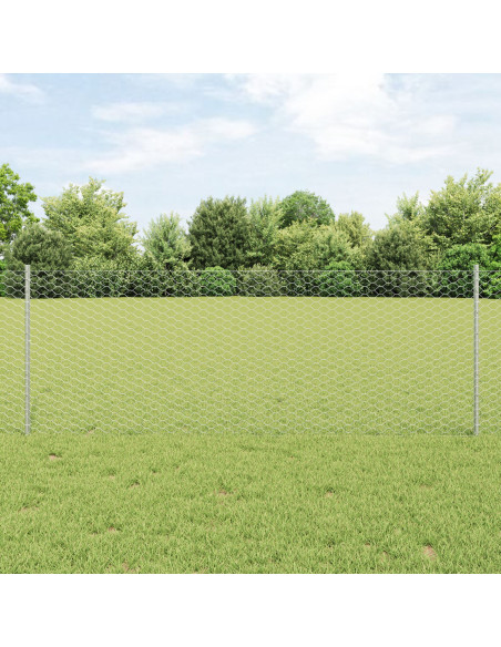 Pali per Recinzione  11 pz U-Channel 80 cm Acciaio Zincato, Recinzione Esagonale  0,8x50 m Acciaio Zincato