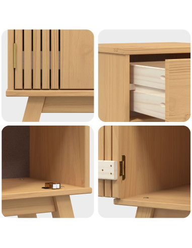 Set di mobili per il bagno 2 pcs Marrone Legno massello di pino