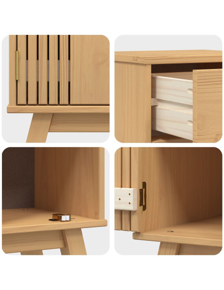 Set di mobili per bagno 2 pezzi in legno massello di pino