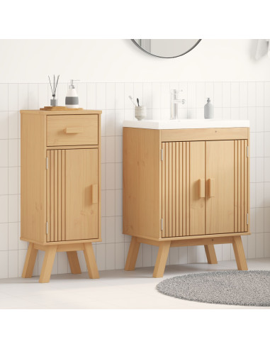 Set di mobili per il bagno 2 pcs Marrone Legno massello di pino
