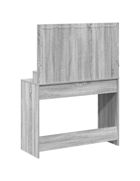 Tavolo da Trucco con Luci LED Grigio Sonoma 100x41x135 cm