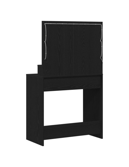 Tavolo da trucco con luci LED in Rovere Nero 79x41x135 cm