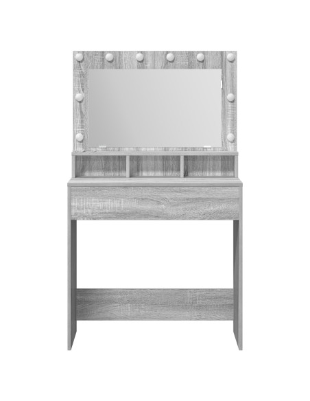 Tavolo da Trucco con specchio Grigio Sonoma 75,5 x 41 x 135 cm