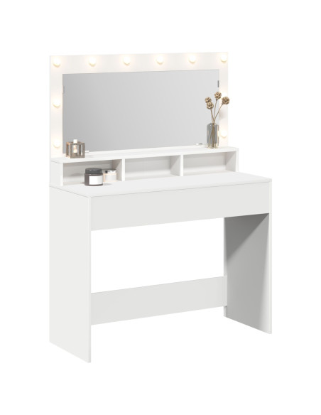 Tavolo da Trucco Bianco con Luci LED - 100x41x135 cm