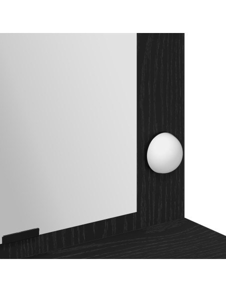 Specchio da Trucco con Luci LED Nero Rovere 100x41x135 cm