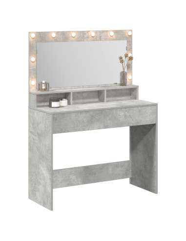 Tavolo da Trucco con specchio Grigio cemento 100 x 41 x 135 cm