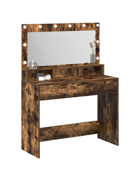 Toeletta con Luci LED in Quercia Affumicata 100x41x135 cm