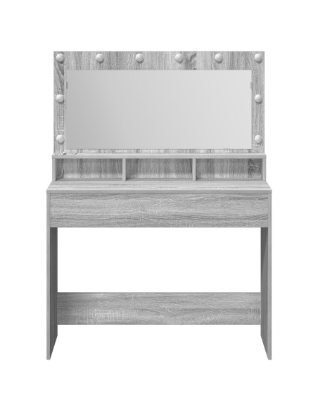 Tavolo da Trucco con Luci LED Grigio Sonoma 100x41x135 cm