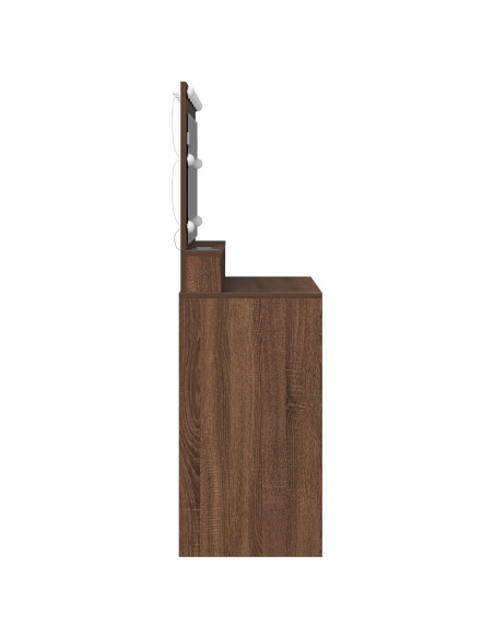 Tavolo da trucco  con luci a LED in Marrone Rovere 100x41x135 cm