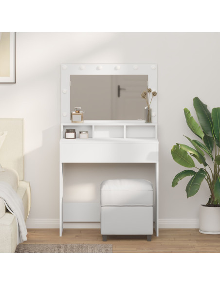 Tavolo da trucco  con luci LED - Bianco 79x41x135 cm