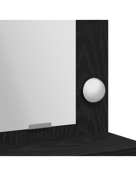 Tavolo da trucco con luci LED in Rovere Nero 79x41x135 cm