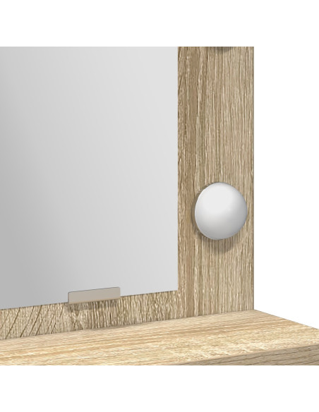 Tavolo da trucco con luci LED Rovere Sonoma 79x41x135 cm di