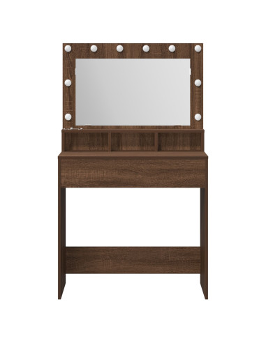 Tavolo da Trucco con specchio Rovere Marrone 75,5 x 41 x 135 cm
