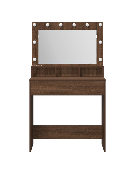Tavolo da Trucco con specchio Rovere Marrone 75,5 x 41 x 135 cm
