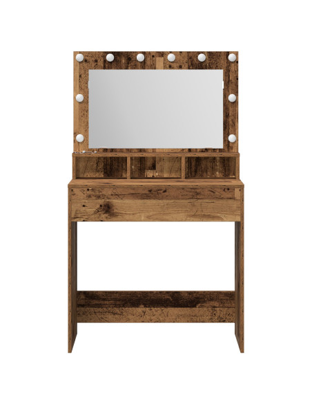 Toeletta  con luci LED in legno vecchio 79x41x135 cm