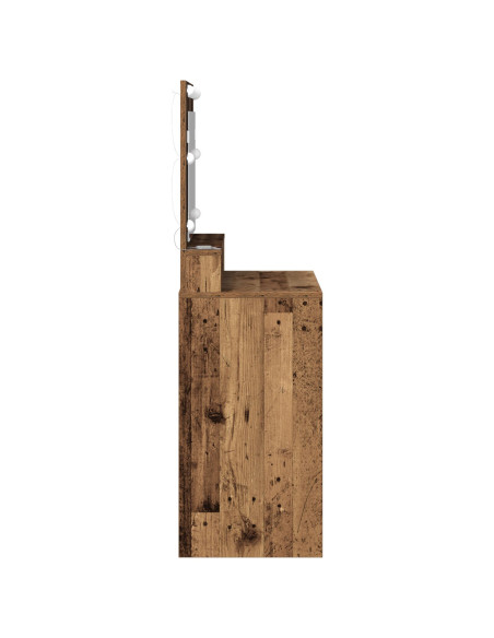 Toeletta  con luci LED in legno vecchio 79x41x135 cm