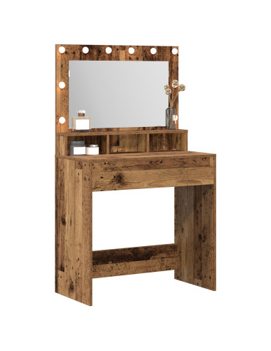 Tavolo da Trucco con specchio Legno vecchio 75,5 x 41 x 135 cm