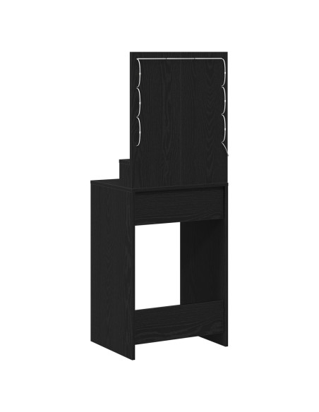 Toeletta  con luci LED Rovere Nero 50x41x135 cm