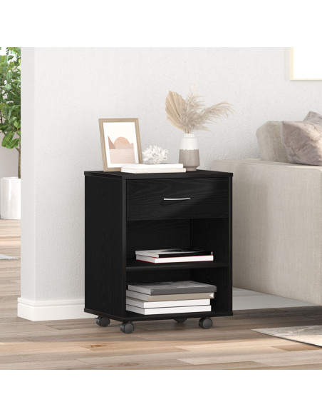 Armadio con ruota Rovere Nero 46 x 36 x 59 cm Legno multistrato