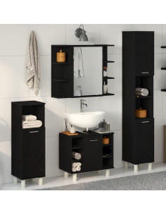 Set di mobili per il bagno 4 pcs Nero 30 x 30 x 179,5 cm 2