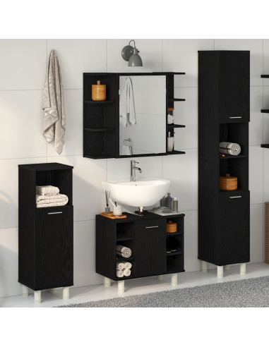 Set di mobili per il bagno 4 pcs Nero 30 x 30 x 179,5 cm