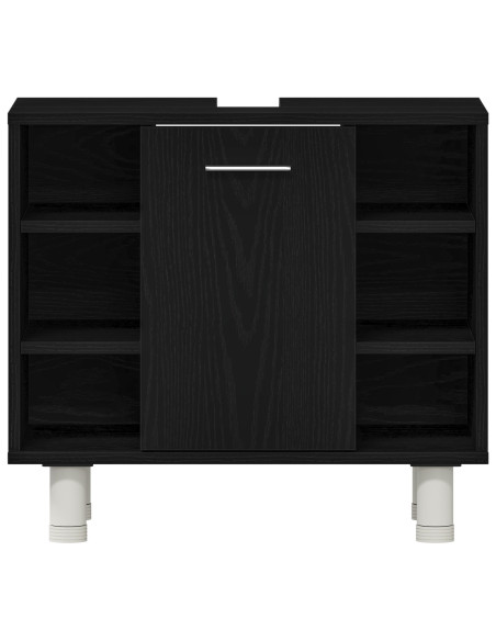Set di Mobili da Bagno  Set di 3 Rovere Nero Legno Ingegnerizzato